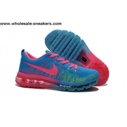 Womens Nike Flyknit Max Blue Pink Running Shoes