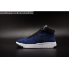 Mens and Womens Nike Air Force 1 Flyknit Blue Black White