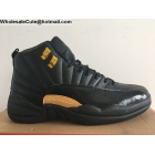 Air Jordan 12 Mens Basketball Shoes Black Gold