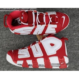 Mens & Womens Supreme Nike Air More Uptempo Suptempo Red White Shoes