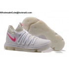 Mens Nike Zoom KD 10 White Pink Basketball Shoes
