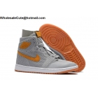 Air Jordan 1 High Flyknit Wolf Grey Golden Harvest Mens Shoes