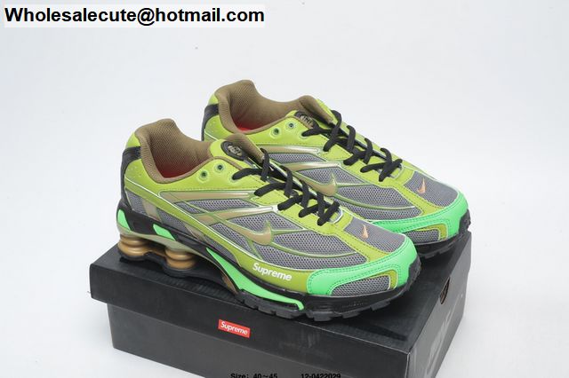 nike shox green and grey