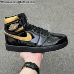 Mens & Womens Air Jordan 1 Retro High Patent Black Metallic Gold