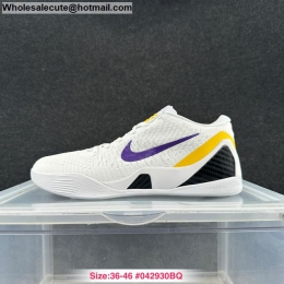 Mens & Womens Nike Kobe 9 Elite Low White Puprle Yellow