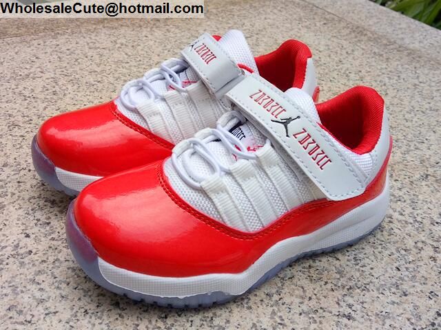 Kids Jordan 11 White Red