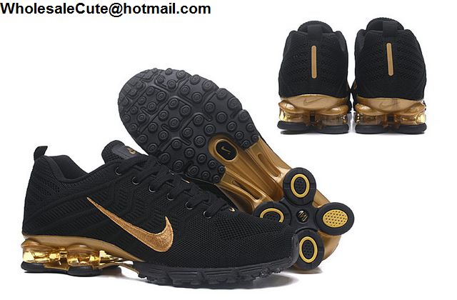 Nike Air Shox Flyknit Black Gold Mens Shoes -16062 - Wholesale Sneakers